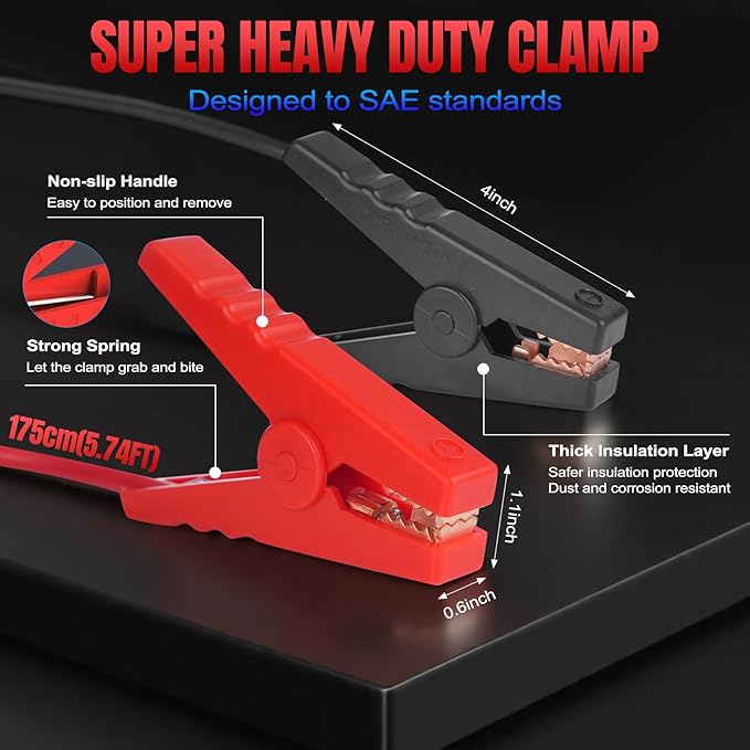 Milwaukee M18 18V Battery Jump Starter Cable Clamps- 8-AWG 5.74FT Automotive Booster Cables,Cable Power Tool Line for Most Cars