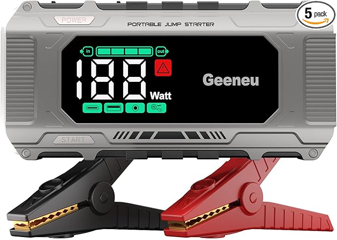 Battery Jumper Starter Portable 6000A Car Jump Starter, 12V Jump Box for Car Battery Charger Power Pack for 8.5L Gas/7L Diesel, QC 18W, Large Screen,150W DC, Lights