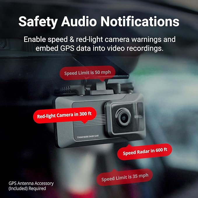 Thinkware ARC Dual Dash Cam Front & Rear 2K QHD, 2.7” LCD Touchscreen, 130° Wide Angle, GPS, Wi-Fi, Super Night Vision, Smart Driving Alerts, 24/7 Parking Mode, Hardwiring Included