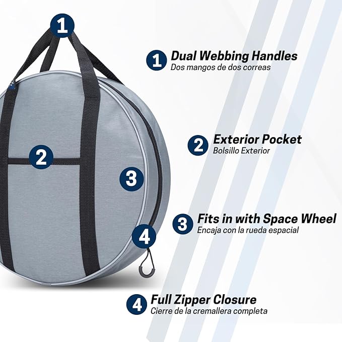 14 Inch Jumper Cable Bag,Tools Cable Bag, Cable Storage Organizer With Exterior Pocket For EV Charging Cables for Electric Vehicles,Extension Cables