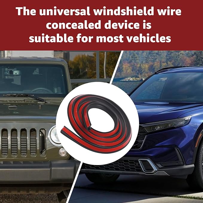 6.56FT Car Cable Wire Hider,Car Windshield Wire Hider,Light bar Wire Hider,with Adhesive Backing (2 PCS)