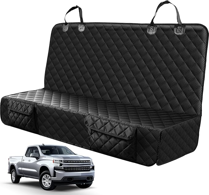 PETICON Dog Car Seat Covers for Truck Ford f150/Ram1500/Chevrolet Silverado 1500, Waterproof Pet Back Seat Cover for Trucks, Scratchproof Nonslip Durable Rear Seat Cover for Dogs