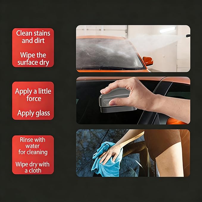 Automotive Oil Film Cleaning Brush,Reusable Car Clear Vision Glass Cleaner for Car Windows,Upgraded Anti-Rain Fog Windshield Glass Oil Film Remover,Glass Cleaning Board Improves Visibility,2PCS