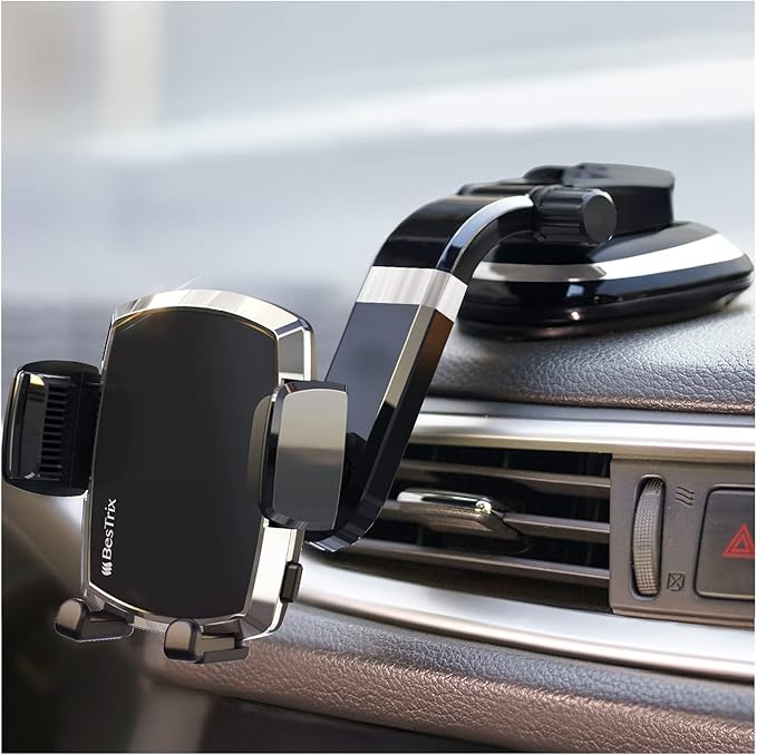 Bestrix SmartClamp Car Phone Mount | Dashboard Cell Phone Car Phone Holder Compatible with iPhone 13 12 11 Pro, Xr, Xs, XS MAX,XR,X, Galaxy S20 Note 20 Ultra & All Smartphones