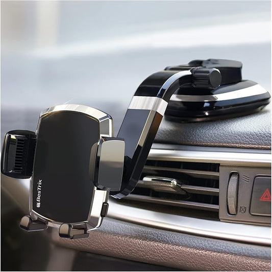 Bestrix SmartClamp Car Phone Mount | Dashboard Cell Phone Car Phone Holder Compatible with iPhone 13 12 11 Pro, Xr, Xs, XS MAX,XR,X, Galaxy S20 Note 20 Ultra & All Smartphones