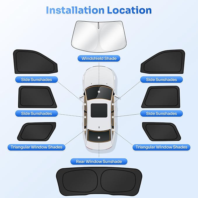 Canvcle Sunshades for 2025 2026 Ford Expedition Accessories Windshield Sun Shade Side Rear Window Shade Cover Sun Visor Shield Privacy Protection for Camping Keep Vehicle Cool Black 8PCS