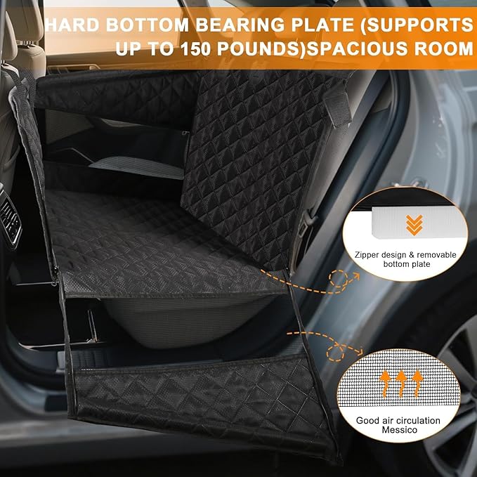 Medium Small Dog Car Seat, Hard Soles with Mesh Windows on Both Sides, Detachable and Washable,Dog Car Seat Cover for Back Seat, Suitable for Cars, Trucks, and SUVs (Black)