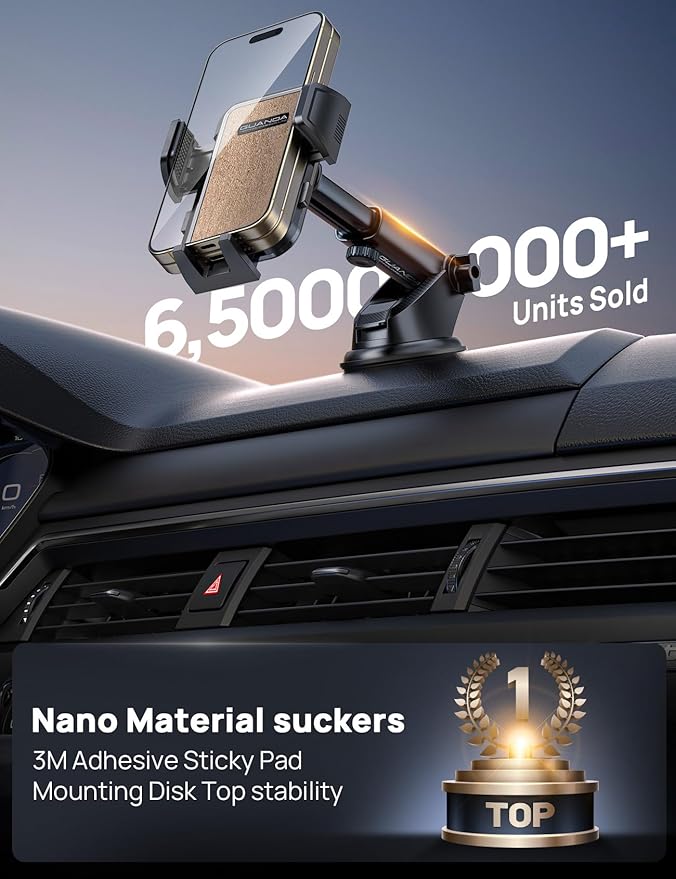 Car Phone Holder Mount [Military Grade Stable], 360° Rotatable Suction Cup Car Phone Mount for Dashboard Windshield ,Truck Cradle Stand for iPhone 17 16 15 Pro Max Samsung All Phone-2026 Upgraded