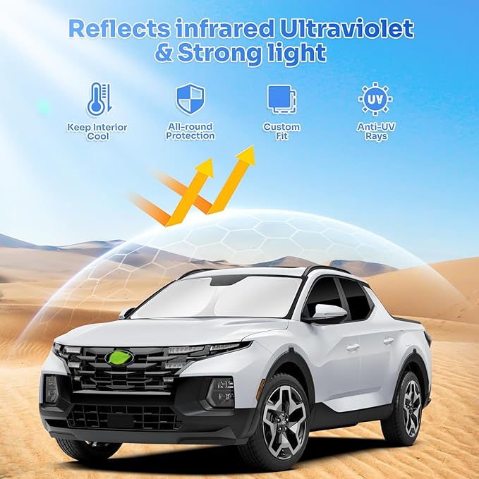 Canvcle Sunshades for 2022-2025 2026 Hyundai Santa Cruz Accessories Windshield Sun Shade Side Rear Window Shade Cover Sun Visor Shield Privacy Protection for Camping Keep Vehicle Cool Black 5PCS