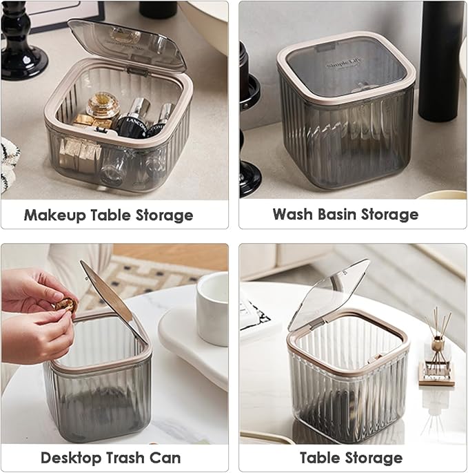 Mini Trash Can with Lid,Removable Small Garbage Can， Ultimate Mini Desktop Storage Box, Tiny Trash Can for Car, Bathroom, Kitchen or Bedroom