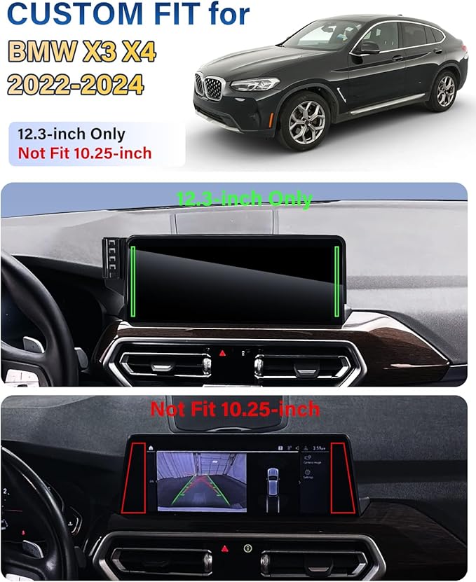 SKYLOTEC Car Phone Holder for BMW X3 X4 2022 2023 2024 Accessories 12.3-Inch Screen Fixed Clip, Automobile Cradles Phone Mount, Cell Phone Base Not Block Air Vent(Not Fit 10.25-inch)