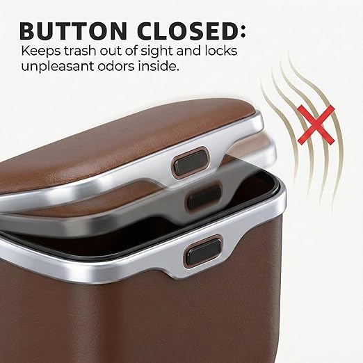 Car Trash Can with Lid - Leakproof Hanging Car Garbage Bin for Door & Seat Back - Waterproof Auto Trash Bag & Multifunctional Storage Organizer for SUV, Truck, Sedan (Brown)