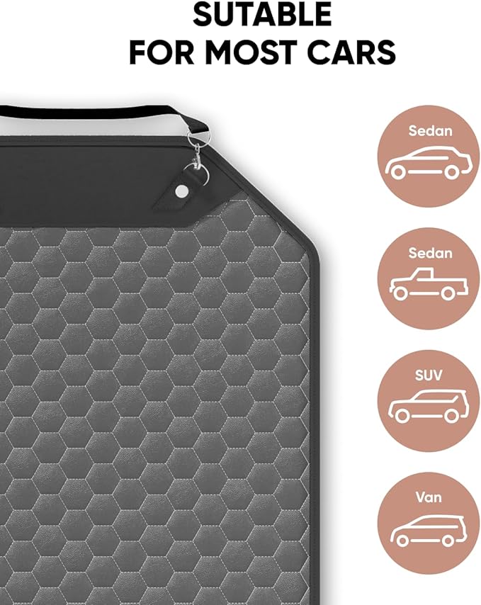 Owleys Kick Mat Back Seat Protector - Car Back Seat Cover for Kids Feet - Waterproof & Sturdy Protector for Upholstery from Dirt, Mud, Scratches and Stain (Gray 2 pc)