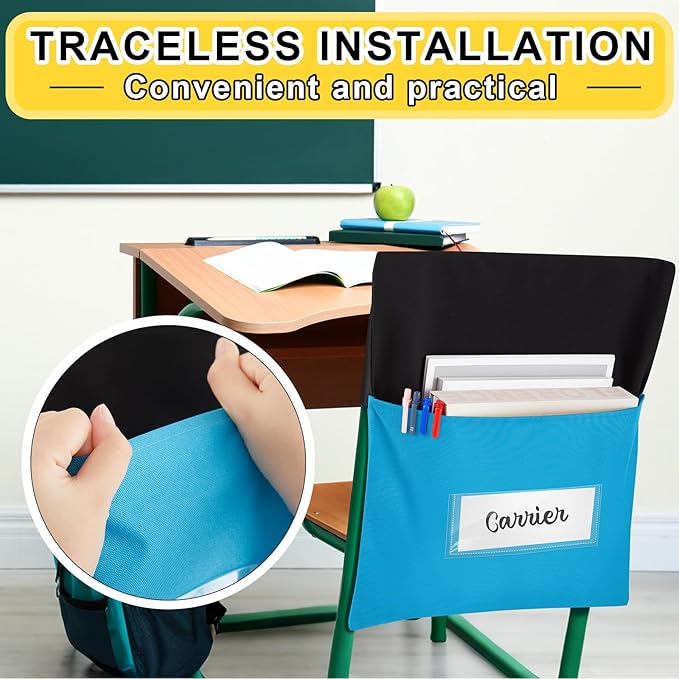 Chair Pockets for Classroom Chairback Pocket Chart 14 x 18 Inch Desk Organizer Pocket Chair Bag for Seat School Classroom(Classic,Colorful,24 Pcs)