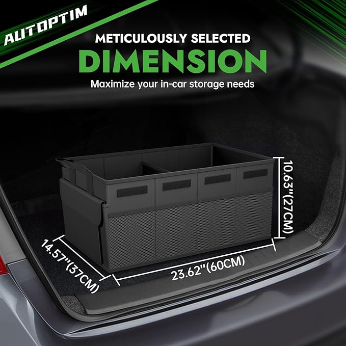 Car Trunk Organizer - 60L Collapsible Car Organizer with Non Slip Bottom for Groceries, Trunk Storage with Base Panel for SUV Sedan Van, 2 Compartments (Black, Medium)