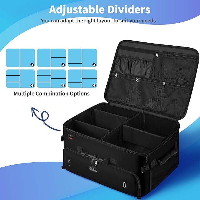 Mogplof Extra Large 2 Layer Golf Trunk Organizer, Golf Gifts for Men Golfers, 20"x 14"x 10" Water-Resistant Car Durable Golf Organizer for 2 Pair Shoes, Balls, Tees, Clothes, Gloves, Accessories