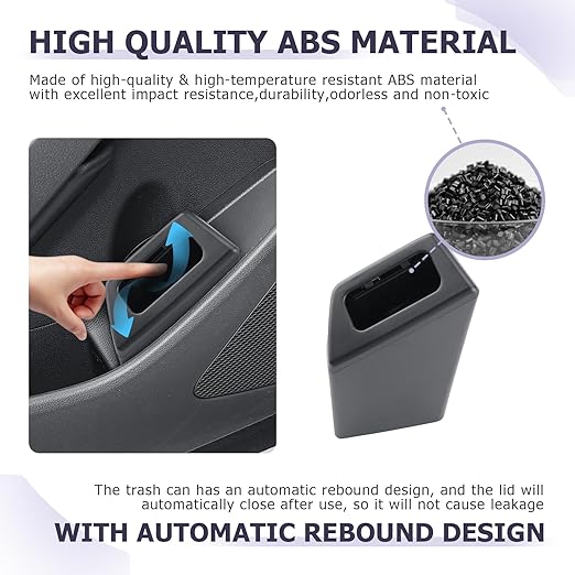 LUWU Car Trash Can with Lid - Portable Mini Dustbin Garbage Bin for Toyota Corolla Cross Interior (Leak-Proof, Left)