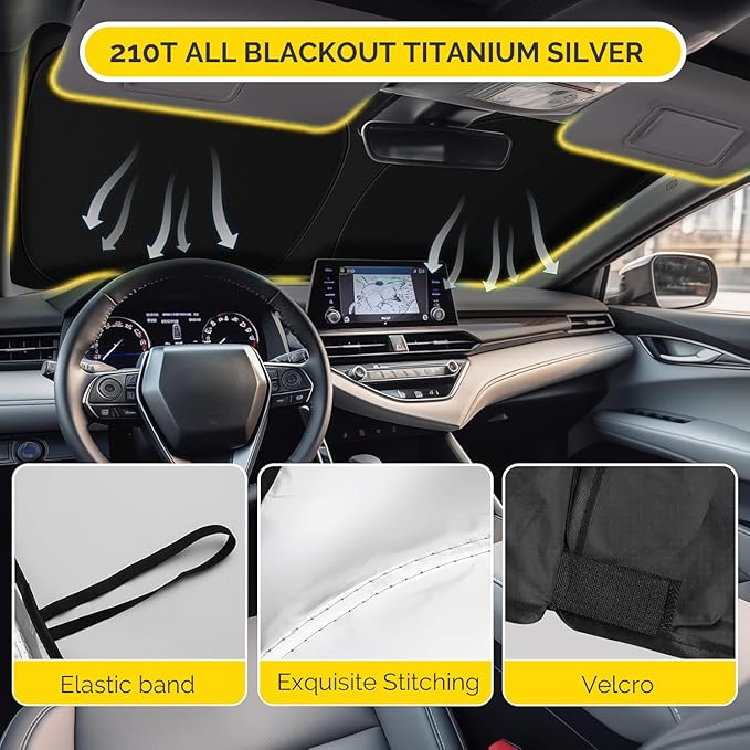 Car Windshield Sun Shade Compatible with 2018 2019 2020 2021 2022 2023 2024 2025 2026 Chevy Equinox Accessories Windshield Cover Foldable Front Window Sunshade Custom Sun Visor Blocks UV Rays