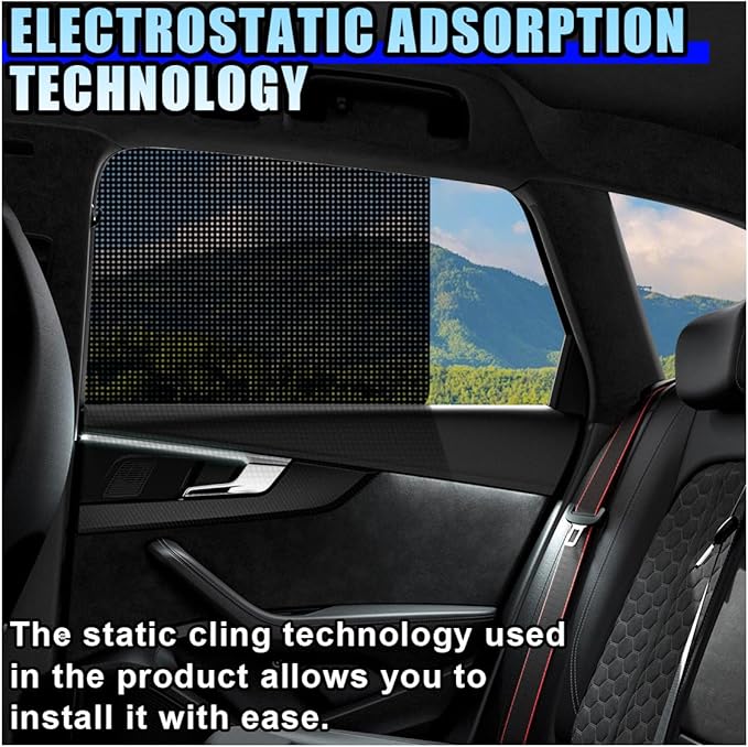 2PCS Car Side Window Sunshade, Block UV Rays Privacy Protector Car Static Cling Film Sticker, Reusable Washable Auto Shade Stickers for Heat Glare Protection, Window Film for Most Cars (2PCS)