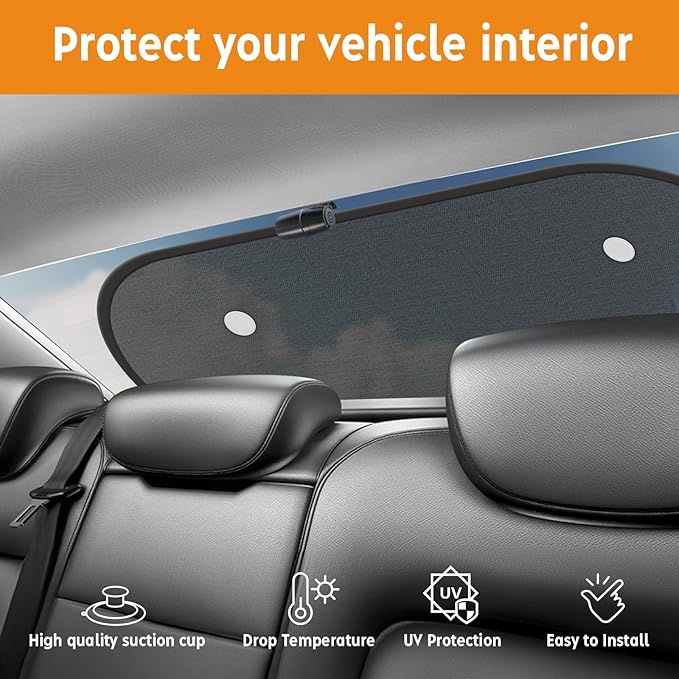 2026 New Upgrade Car Shades for Back Windows Baby 43.3"x23.6"(1 Pack),Rear Window Sun Shade,Car Window Shades Can Blocks 99.98% UVR,Sun Shade Windshield,Glare Shield Protection