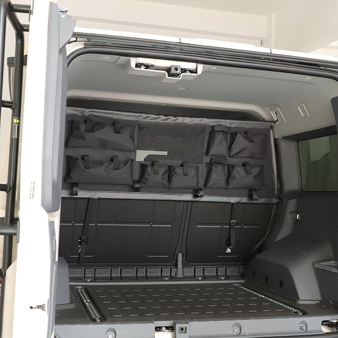 Universal Fit Pet Barrier Car Divider for Ineos Grenadier 2020-2025+ | Heavy-Duty Mesh Backseat & Trunk Dog Fence | Adjustable Vehicle Cargo Net for Travel Safety (Black(with Storage Bags))