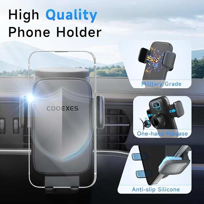 Car Phone Holder, 360°Rotation Vacuum Suction Cup Phone Mount - 108LBS Nano Gel for Car, Bendable Arm & One-Hand Release, Truck Phone Holder for iPhone 17 Pro Max Samsung Android