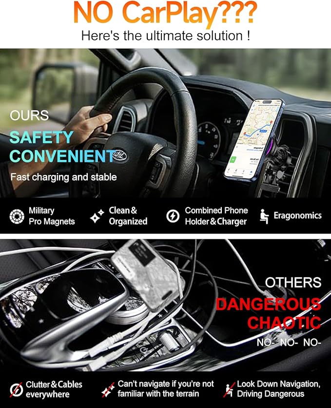 2026 Upgrade TEC & Fan Dual Cooling Magnetic Wireless Car Charger, For Magsafe Car Charger Mount, RGB, Air Vent 15W Fast Wireless Charging Car Phone Holder for iPhone 17/16/15/14/13/12, Samsung ＆Pixel