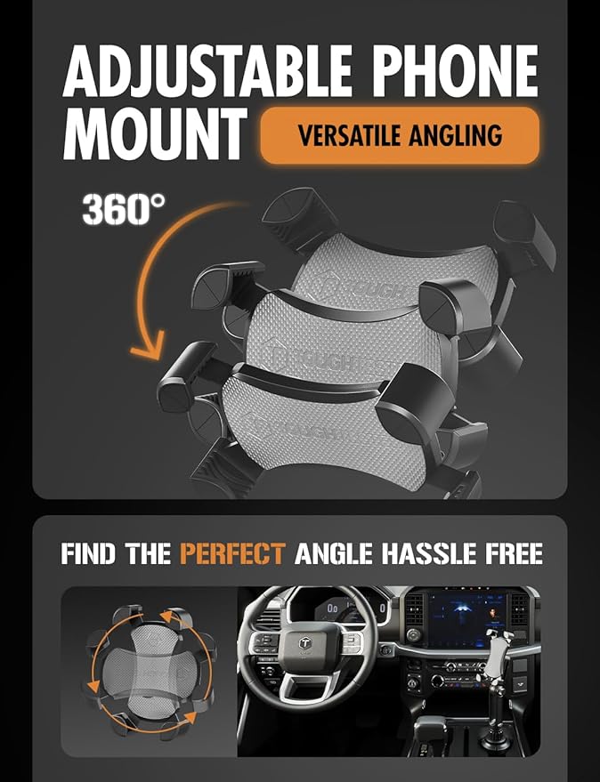 ToughTested Boom Adjustable Mobile Cup Holder Phone Mount, Features Bendable, No-Vibration Boom Arm, Expandable Phone Grip with 360 Degree Rotation, Quick Release Button, Compatible with Smartphones