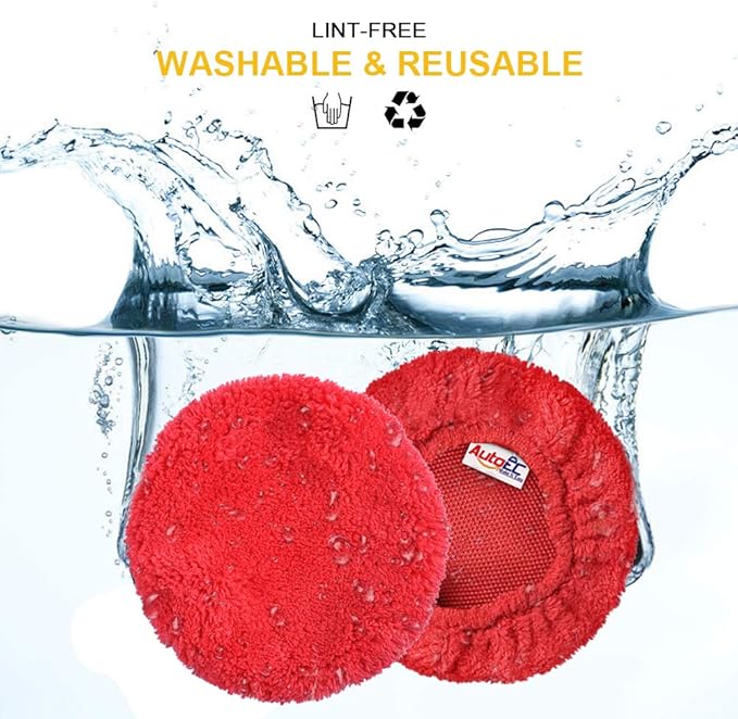 Car Windshield Cleaning Tool Bonnets - 6 Pack, 5” Windshield Cleaner Wand Cloths Replacement Pads Thickened Red Coral Fleece Car Window Glass Cleaner Bonnets