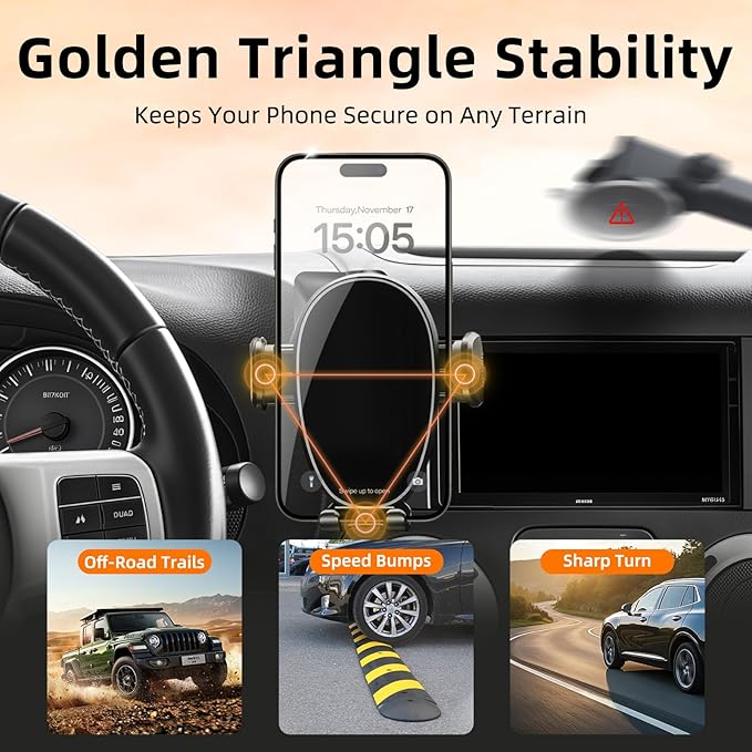 Car Phone Holder for Jeep Wrangler (2011-2016 2017),Dashboard Phone Mount,360 Phone Holder Rotating,Hands Free Mobile Holder,Car Mount for iPhone,Samsung & Android,2015 Wrangler Interior Accessories