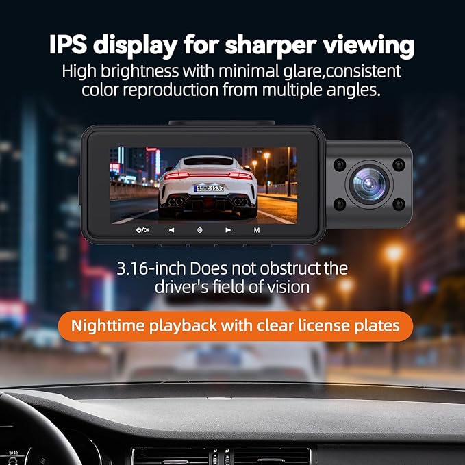 JIMIMAX 4K+1080P+1080P 3 Channel Dash Cam Front and Rear with Cabin, Free 128GB Card Included, 5.8GHz WIFI6 Dash Camera, IR Night Vision, Built-in GPS, G-Sensor, 24H Parking Mode, Support 512GB Max