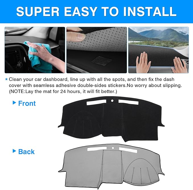 Autorder Dashboard Cover Mat for Chrysler 300 300C 2005-2010 Accessories Dash Cover Upgrade Flannel Dash Mat Sunshade Glare UV Rays Protector