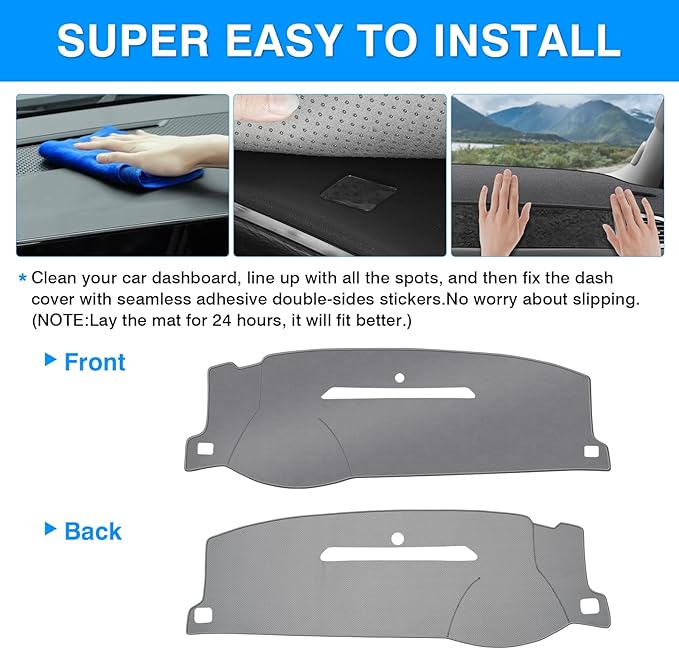 Autorder Gray Dashboard Cover Mat for 2007-2013 Chevy Chevrolet Silverado Sierra, 2007-2014 Chevy Tahoe Suburban Denali Avalanche & GMC Yukon/XL & Only One Glove Box Accessories Polyester Dash Cover