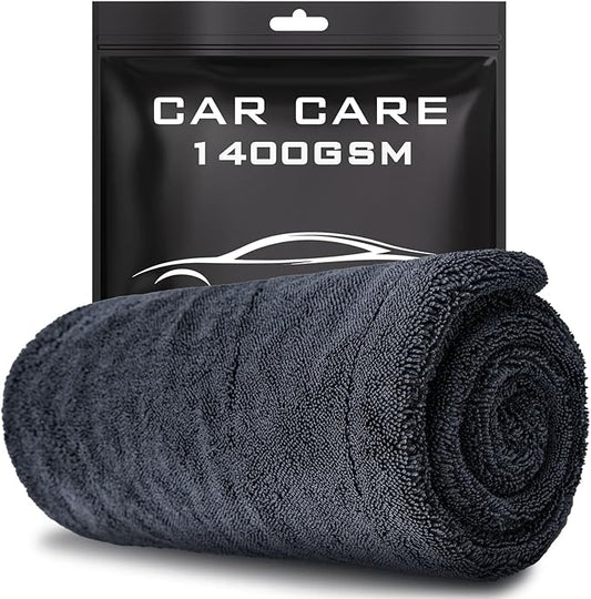24"x36" Car Drying Towel, 1400GSM Microfiber Towel for Cars, Twisted-Loop Drying Towel Car Detailing, Double Sided Super Absorbent, No Water Spots, Label-Free Design Car Towel