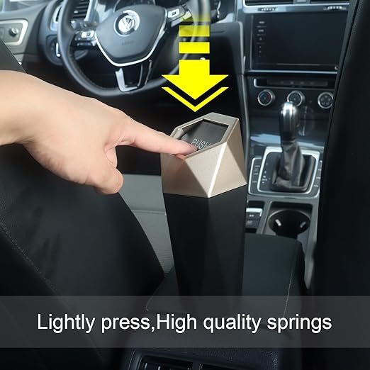 Car Trash Can Bin,Small Garbage Can with Lid,Automotive Cup Holder Mini Cars Trashcan,Portable Cute Cars Door Trash Cans,Women Car Dustbin (2Pcs, Gold)