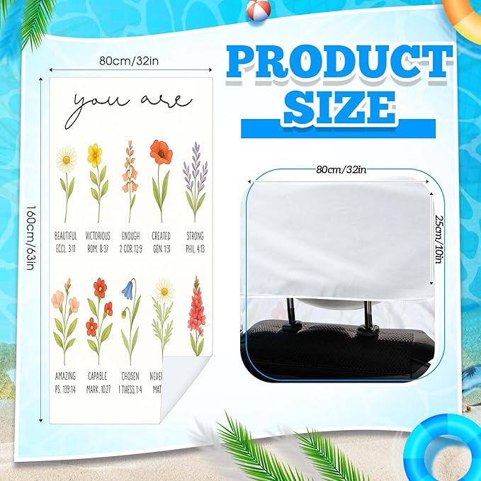 Hahafelt 2 Pack Car Seat Towel Covers with Storage Bag 63 x 32 Inch Athletic Running Towel Seat Sweat Washable Non Slip Cover Gift for Car Outdoor Sport Activities (Christian Floral)