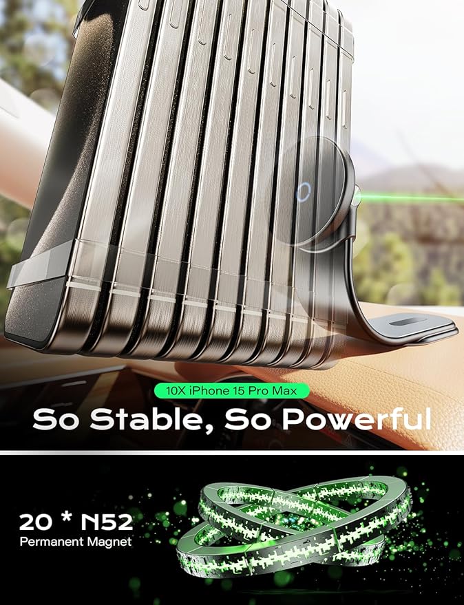 TAZENI for Magsafe Car Mount Charger Magnetic Phone Holder Mount for Car [15W Super Fast Charge] Fit iPhone 16 Wireless [Velcro Memory Metal] Fit iPhone 16/15/14/13/12 Pro Plus Max