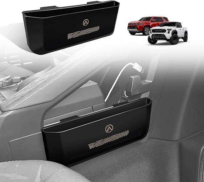 Muslogy Center Console Organizer Compatible with 2024 2025 2026 Toyota Tacoma & 2025 2026 4Runner Accessories Middle Console Hanging Storage Box Passenger Side Phone Pocket with Anti-Slip Mat(B Style)