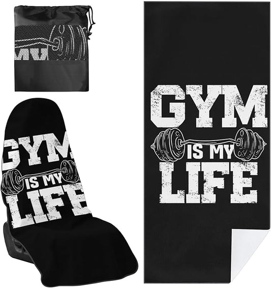 1 Pack Car Towel Seat Covers with Storage Bag, Multifunctional Towel for Gym Outdoor Sport, Picnic, Beach, Pet Dog Travel,Non-Slip Washable Car Seat Protector (Gym is Life)