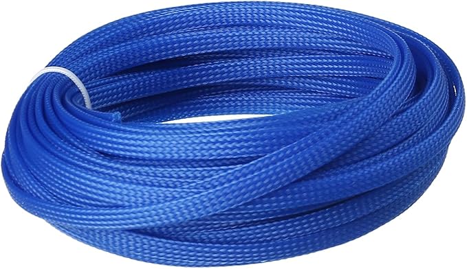 Aicosineg 32.81ft PET Flexible Braided Cable Sleeve 0.25inch Width Wire Loom Sleeving and Organizer Flexible Wire Mesh Sleeve Wrap Protector for TV Audio PC Cords from Pets Chewing Blue