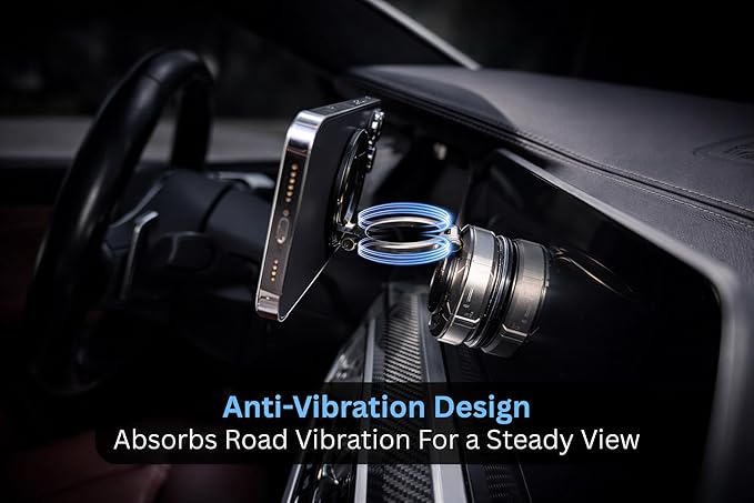 GraviX Magnetic Car Phone Holder for MagSafe – Powerful Magnet, Strong Suction, Anti-Vibration Arm, 360° Adjustable Dashboard & Windshield Car Mount (Fits All Vehicles, All Phones & Cases)