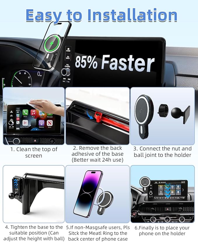 PZK Car Phone Mount for 2019-2025 2026 Toyota Corolla/Corolla Hatchback/Corolla Cross 2022-2025 2026 Accessories 8-inch Screen Magnetic 15W Fast Wireless Charger Car Phone Holder Not Affect Air Vent