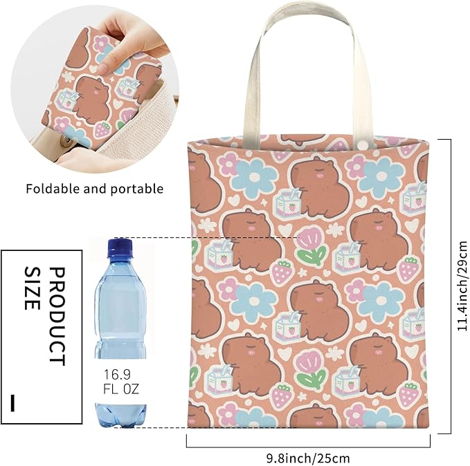 Cute Car Trash Can, Hanging Canvas Car Back Seat Organizer and Storage Bag, Funny Car Trash Bag for Travelling, Outdoor Cute Brown Capybara