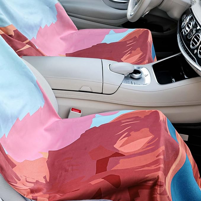 Hahafelt 2 Pack Car Seat Towel Covers with Storage Bag 63 x 32 Inch Athletic Running Towel Seat Sweat Washable Non Slip Cover Gift for Car Outdoor Sport Activities (Grand Canyon)