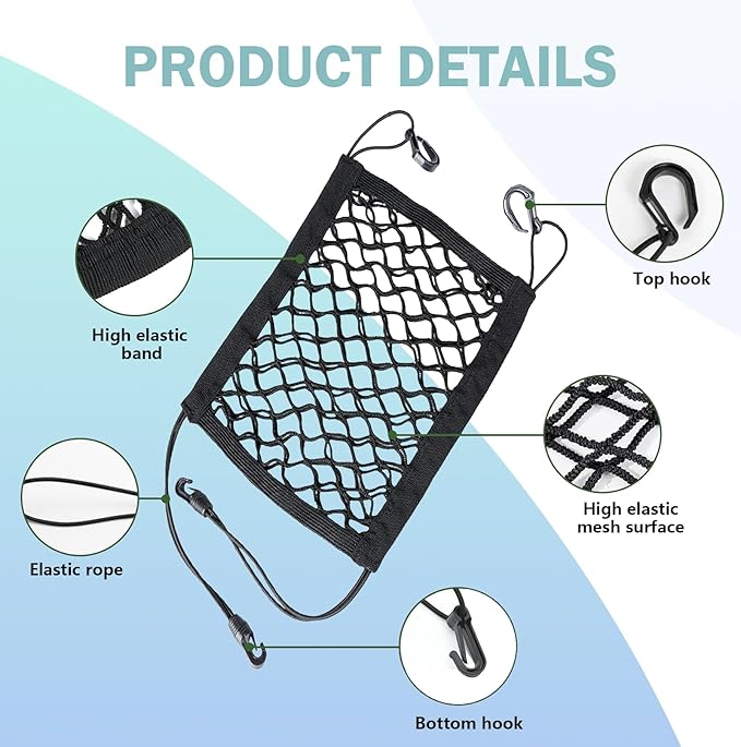 Dog Car Net Barrier, Front/Rear Seats Pet Isolation Net, Flexible Anti-scratch Dog Isolation Barrier, Universal Organizes Essentials for Car, SUV, Truck (Black)