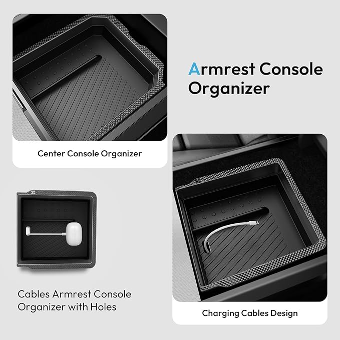 XINTUO Center Console Organizer Tray for Tesla Model Y Juniper 2025-2026 & Model 3 Highland 2024-2026 [Premium PC + Silent Silicone Liner] Cup Holder for Tesla Model Y Juniper Accessories