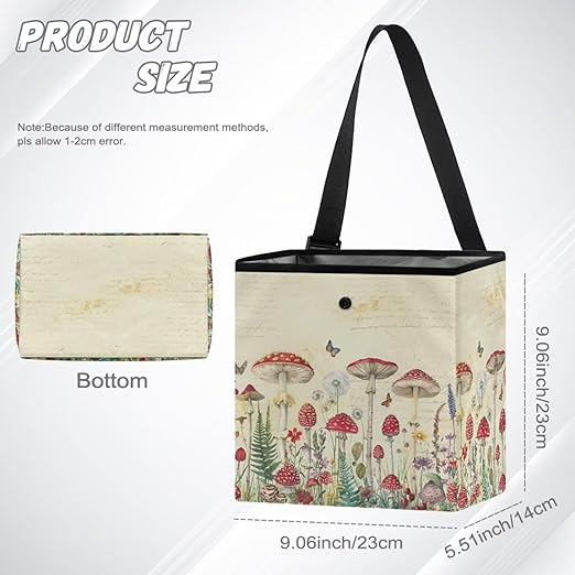 Butterfly Mushroom Dandelion Car Trash Bag Hanging, Garbage Bag and Water Resistant Trash Can for Car, Leakproof Trash Can for SUV Truck Car Accessories, Beige