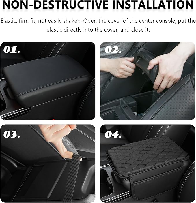 Stacool Upgraded Car Center Console Cover,Microfiber Leather Car Armrest Cover Cushion with 2 Storage Bags,Universal Car Armrest Storage Box (Cream)