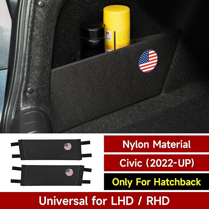 2PCS Car Rear Trunk Organizer Side Divider Board Compatible with 11th Gen Honda Civic 2022 2023 2024 2025 Accessories - ONLY for Hatchback