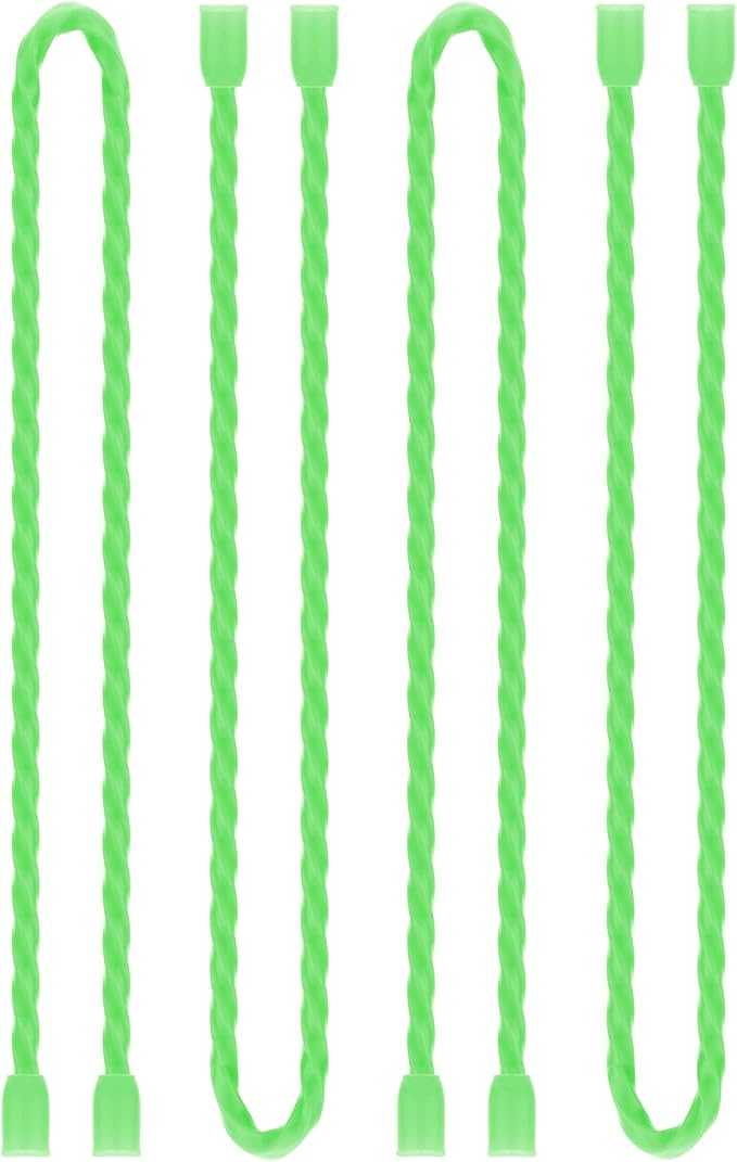 TRIPLE DEER 4Pcs 18-Inch Silicone Cable Ties Colorful Reusable Steel-Core Silicone Twist Gear Tie Straps for Bundling and Organizing, Bendable Holder Strap for Indoor and Out All Purpose, Bright Green